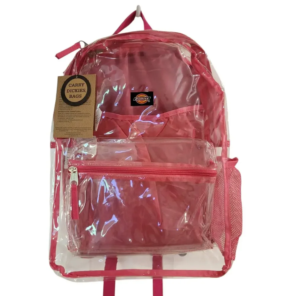 Dickies Clear Student Backpack Pink PVC School Bag NWT